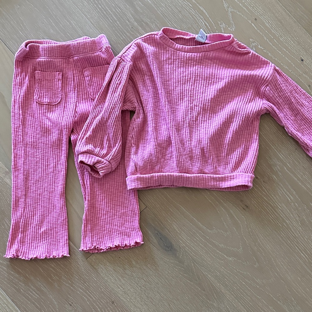 Old Navy Pink Ribbed Kids Matching Set - Top & Pants